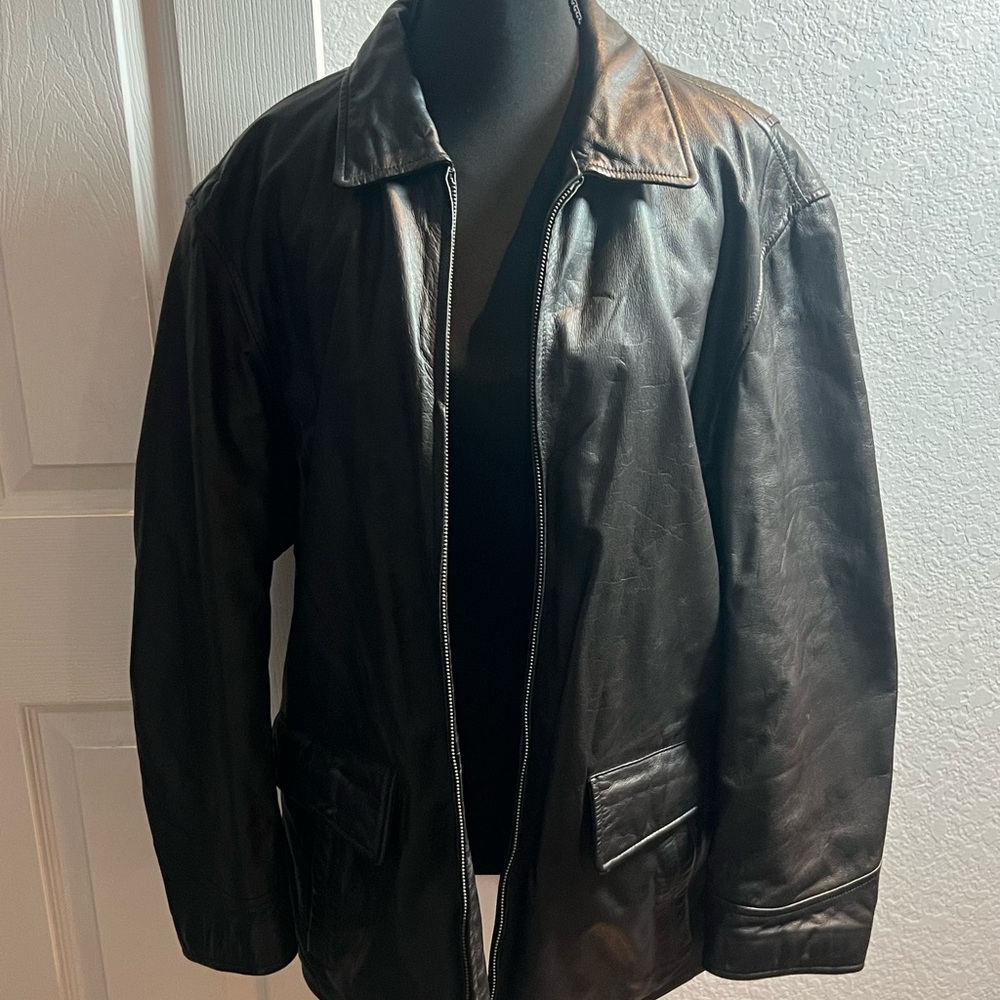 Ralph Lauren Black Leather Zip-Front Jacket